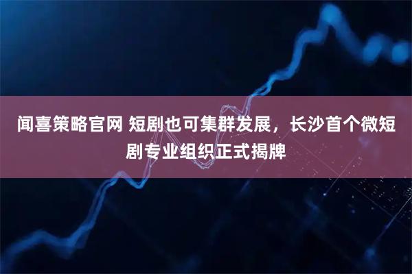 闻喜策略官网 短剧也可集群发展，长沙首个微短剧专业组织正式揭牌