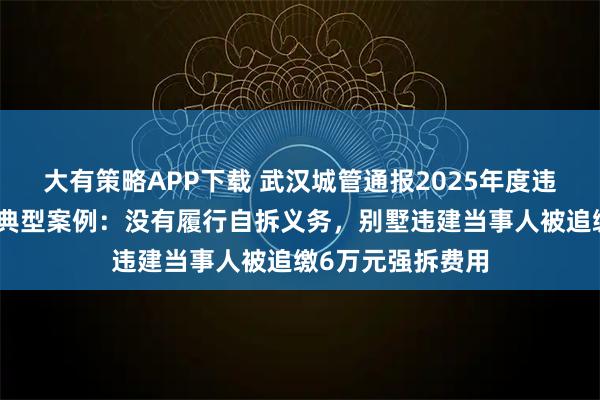 大有策略APP下载 武汉城管通报2025年度违法建设整治十大典型案例：没有履行自拆义务，别墅违建当事人被追缴6万元强拆费用